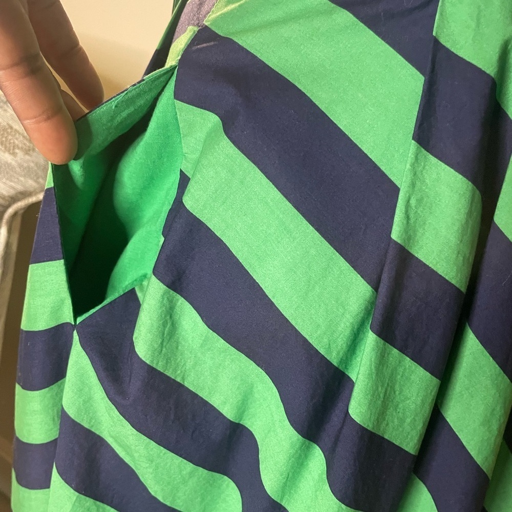 Anthropology Brand, Girls from Savoy, Green & Navy Sun Dress w/ pockets, Sz 4 - Picture 12 of 16